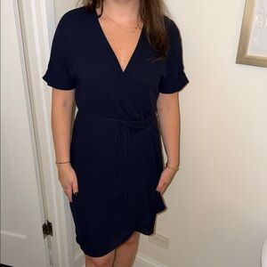 Elegant Navy Wrap Dress
